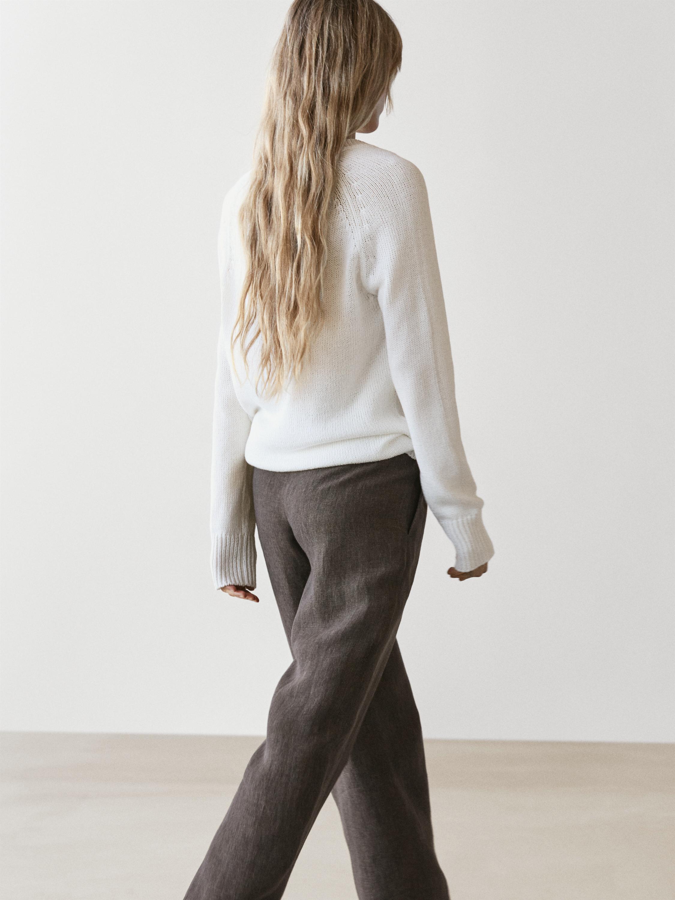 Linen barrel fit trousers